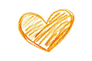 A photo of a orange heart drawn in pencil isolated on transparent background.
