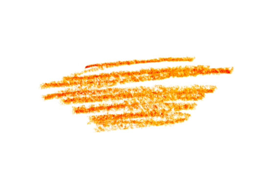 A photo of an orange pencil stroke on a transparent background. This minimalist design can be used for illustrations, logos, brand graphics, and more.