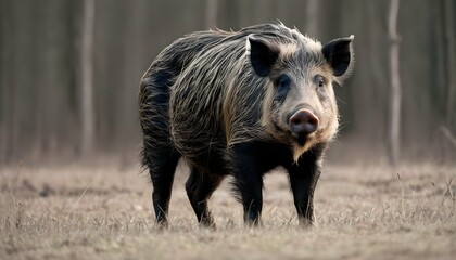A-Solitary-Boar-Standing-At-The-Edge-Of-A-Clearing- 2