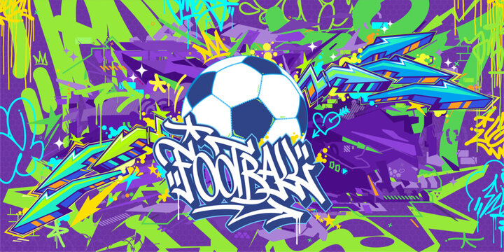 Cool Abstract Hip Hop Urban Street Art Graffiti Style Soccer Or Football Illustration Background