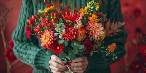 Autumn Bouquet A Seasonal Flower Arrangement Generative AI