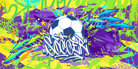 Abstract Hip Hop Urban Street Art Graffiti Style Soccer Or Football Illustration Background © Anton Kustsinski