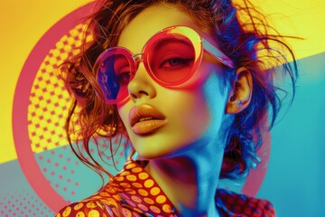 The lively spirit of vintage pop art captured in a background, showcasing vivid colors and iconic...