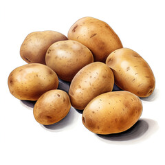 potatoes on white background сreated with Generative Ai
