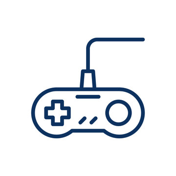 Retro Gaming Icon. Thin Line Illustration of a Classic Gamepad, Representing Nostalgia, Arcade Gaming, and the History of Video Games. Isolated Outline Vector Sign.	