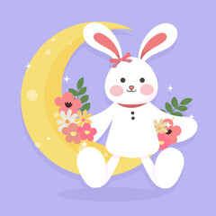 Moonlight Bunny Sweet Cutie Illustration