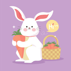 Bunny With Carrot Cute Adorable illustration
