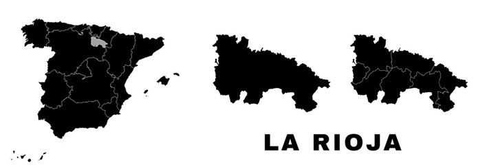 Obraz premium La Rioja map, autonomous community in Spain. Spanish administrative regions and municipalities.