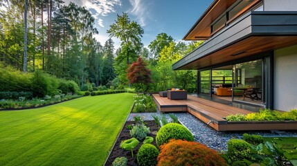 Modern Landscape Design A Symphony of Nature and Architecture Generative AI