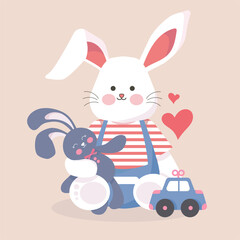 Cute Sweetie Bunny with Toy illustration