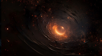 Black hole Slowly rotating in Space. The event horizon of black hole - obrazy, fototapety, plakaty