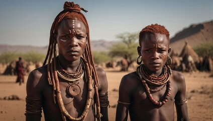 Young boys from the African tribe