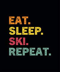 Eat sleep ski repeat vintage tshirt design