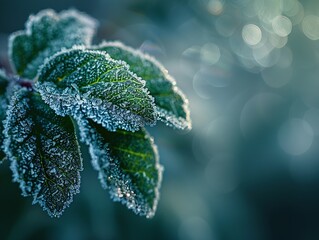 Frost-Kissed Leaf A Winter's Tale Generative AI