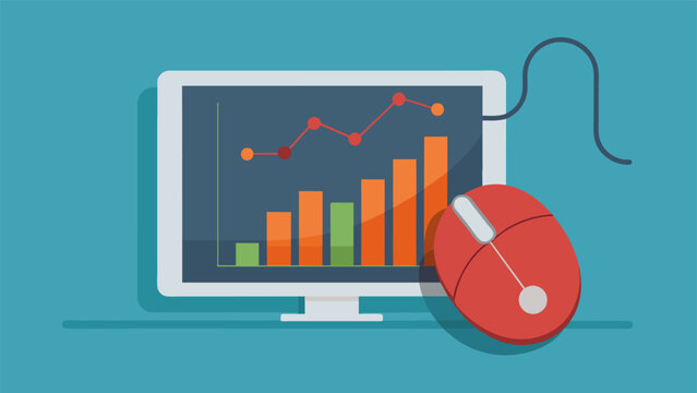 A closeup of a computer mouse hovering over a graph on a carbon footprint tracking dashboard highlighting a spike in emissions that needs