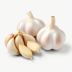 garlic on white background сreated with Generative Ai