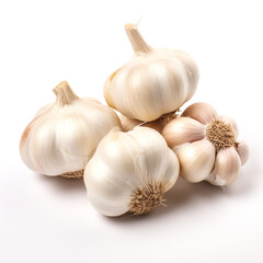 garlic on white background сreated with Generative Ai