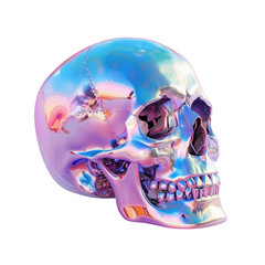 A skull with a chain around its neck