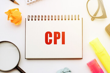 CPI word on a paper notapad, business concept