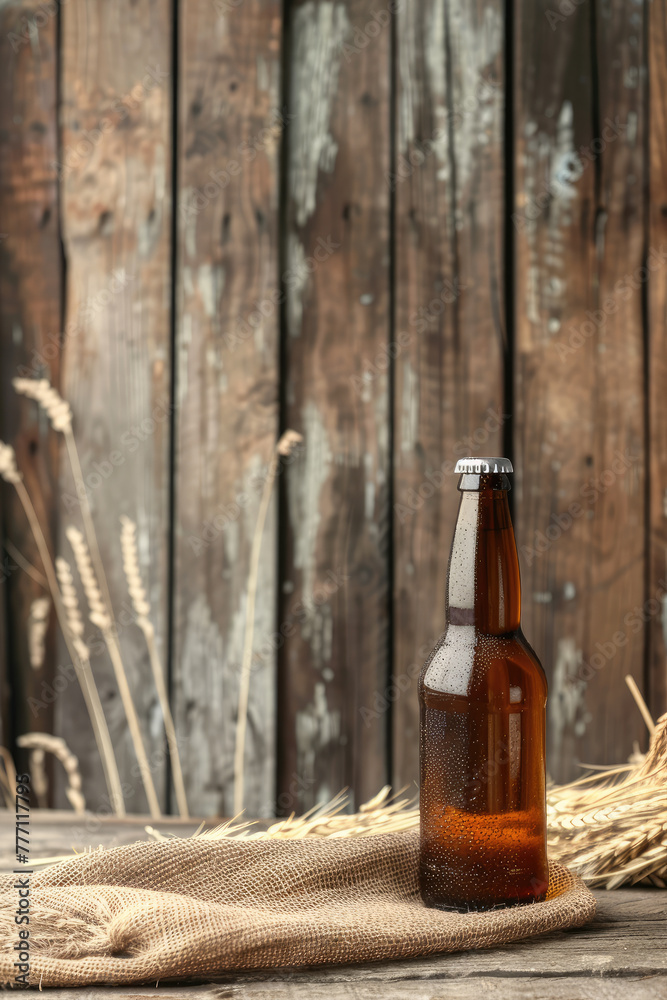 Canvas Prints bottle of beer on wooden background