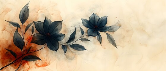 Elegant sympathy card with fantasy ink flower design on neutral background. Concept Sympathy Card Design, Fantasy Flower Illustration, Elegant Theme, Neutral Background