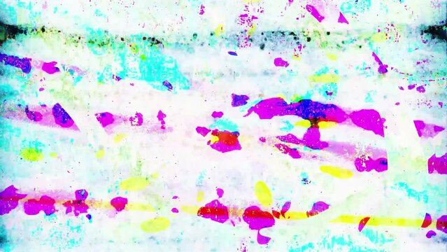 Colorful loop animation of glitch art texture with grunge style and light background