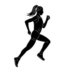 running woman silhouette on white background vector