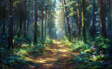 The Enchanted Path A Journey Through a Magical Forest Generative AI
