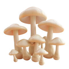 A cluster of mushrooms grouped closely