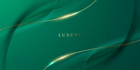 Poster green abstract background design with elegant golden elements vector illustration © HNKz