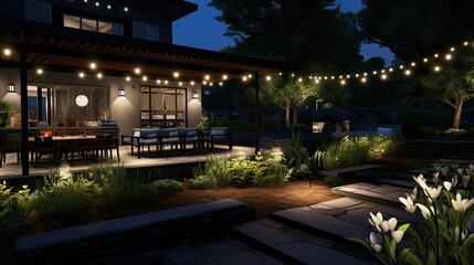 string backyard with lights