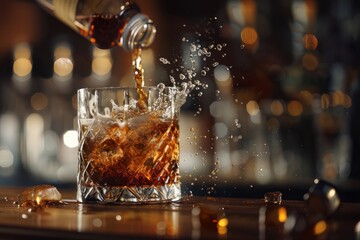 Expert Bartender Crafting Handmade Whisky Cocktails, Urban Bar