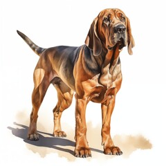 Bloodhound dog. Bloodhound clipart. Watercolor illustration. Generative AI. Detailed illustration. - obrazy, fototapety, plakaty