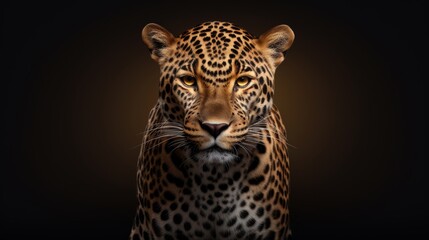 Majestic Leopard Portrait on solid background.