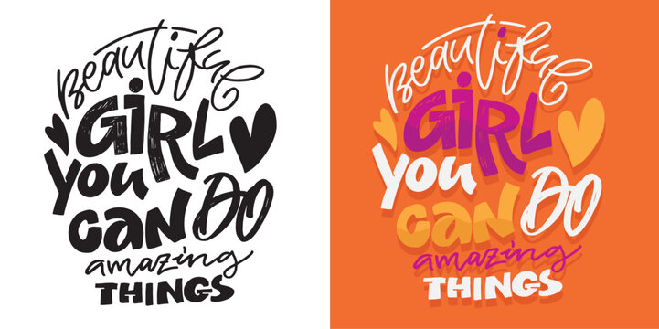 Set with hand drawn lettering quotes in modern calligraphy style. Slogans for print and poster design. 100% Vector image