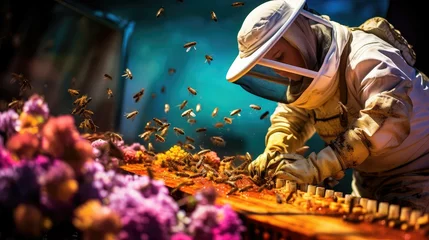 Wandcirkels tuinposter s beekeeper bee farm © vectorwin