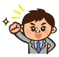 スーツを着たやる気に満ちている男性の上半身キャラクターイラスト