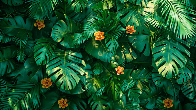 Dark jungle foliage, exotic leaves pattern for a mysterious forest vibe