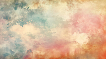 Obraz na płótnie Canvas Wide Image, Vintage Pastel Cloud Painting, Dreamy Sky Textured Art with Copy Space