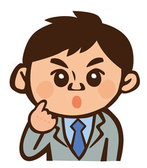 自分を指す男性社員の上半身キャラクターイラスト