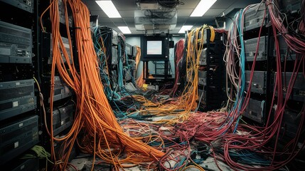 organization server room cables - obrazy, fototapety, plakaty
