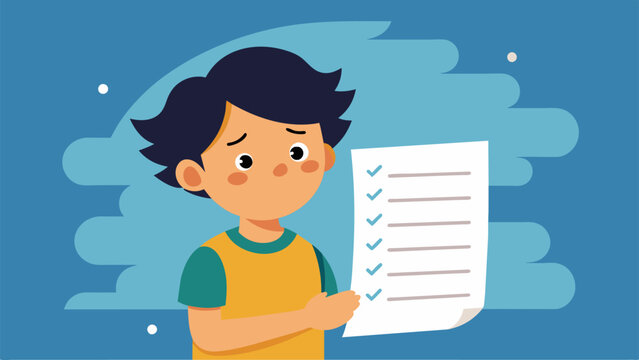 A picture of a firstborn child with a worried expression looking at a long list of chores and obligations symbolizing the pressure to be the
