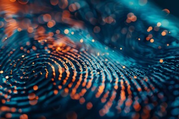 Biometric Fingerprint Technology Closeup - obrazy, fototapety, plakaty