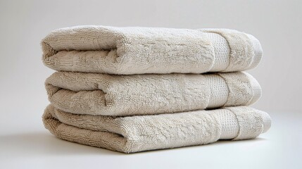 Fototapeta na wymiar Stacks of Soft Towels A Visual Display of Comfort and Luxury Generative AI