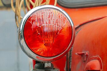 Red Emergency Flashing Lamp at Old Fire Truck