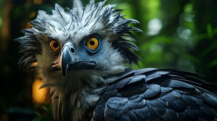 Majestic Harpy Eagle Portrait on solid background. - obrazy, fototapety, plakaty