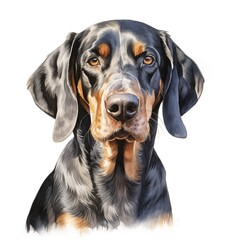 Bluetick coonhound dog. Bluetick coonhound clipart. Watercolor illustration. Generative AI. Detailed illustration. - obrazy, fototapety, plakaty
