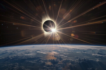 Solar Eclipse. The moon coming between the Earth and the Sun