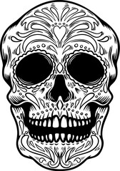 Sugar skulls illustration. Dead day. Dia de los muertos. Design elements for poster, card, flyer, banner. Vector illustration
