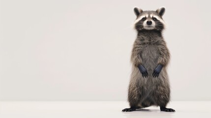  raccoon in a moment of surprise, showcasing its emotions vividly against a clean, white background.